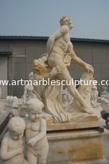 China Escultura de pedra do homem antigo com leão fornecedor