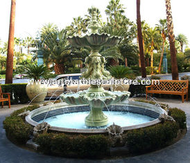 China Fonte de pedra de jardim com piscina, fonte de mármore verde ao ar livre, fonte decorativa fornecedor