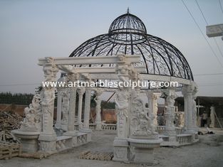 China Gazebo de mármore com escultura em pedra para decoração de jardim ao ar livre, fornecedor de esculturas de mármore da China fornecedor