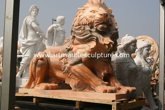 China Escultura de leões de mármore rosa fornecedor