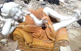 China estátua de menina adormecida em cadeira de mármore polido/escultura de pedra natural fornecedor