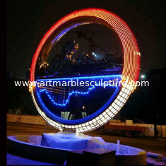 China Projeto de escultura de anel grande de metal inoxidável polimento espelhado e luz, Fornecedor de escultura em aço inoxidável fornecedor