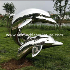 China Metal exterior Estátua de golfinho de aço inoxidável com polimento de espelho,fornecedor de esculturas de aço inoxidável fornecedor