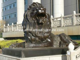 China Esculptoria de bronze de leões sentados em exteriores, estátuas de bronze personalizadas, fornecedor de esculturas da China fornecedor