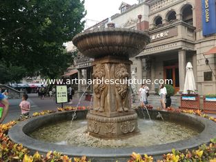 China Fonte de jardim em arenito com piscina, fornecedor de escultura em mármore da China fornecedor