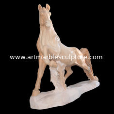 China Escultura de cavalo em pedra natural entalhada em mármore rosa, escultura de animal, fornecedor de entalhes em pedra fornecedor
