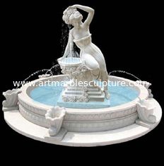 China Jardim fonte de pedra escultura estátua fonte de água escultura de mármore branco, fornecedor de escultura de pedra fornecedor