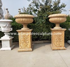 China Estátua de mármore plantador esculturas em pedra vaso de flores, fornecedor de produtos de jardim em pedra ao ar livre fornecedor