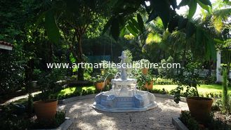China Fonte de água branca de pedra para parque ao ar livre, fonte de água esculpida em mármore branco para jardim, fornecedor de esculturas em pedra da China fornecedor