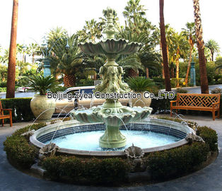 Fonte de pedra de jardim com piscina, fonte de mármore verde ao ar livre, fonte decorativa fornecedor