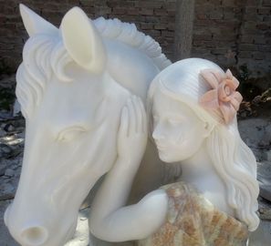 Escultura de usar uma flor e busto de cavalo / Estátua de polimento da natureza fornecedor