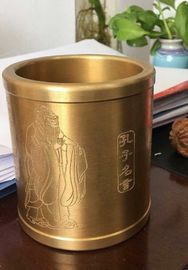 Vaso de lápis Confúcio, artesanato de arte em bronze, presente, Altura: 10cm fornecedor
