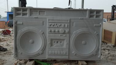 Escultura de boombox em mármore branco, Escultura de mármore personalizada para exposição, Fornecedor de escultura em pedra da China fornecedor