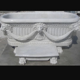 Banheira de mármore branco para decoração de casa com escultura de cabeça de leão para banheiro, fornecedor de esculturas da China fornecedor