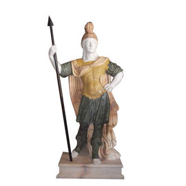 Estátua clássica grega de homem de pedra, escultura masculina de mármore com escudo, fornecedor de escultura em pedra da China fornecedor