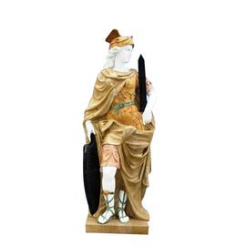 Estátua clássica grega de homem de pedra, escultura masculina de mármore com escudo, fornecedor de escultura em pedra da China fornecedor