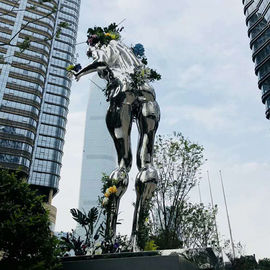Espelho polido homem escultura de aço inoxidável com verniz,fornecedor de esculturas de aço inoxidável fornecedor