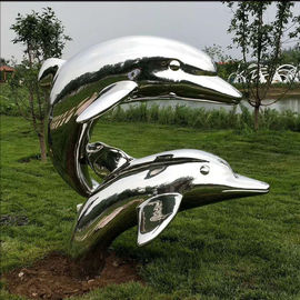 Metal exterior Estátua de golfinho de aço inoxidável com polimento de espelho,fornecedor de esculturas de aço inoxidável fornecedor