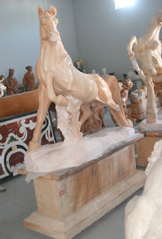 Escultura de cavalo em pedra natural entalhada em mármore rosa, escultura de animal, fornecedor de entalhes em pedra fornecedor