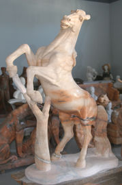 Escultura de cavalo em pedra natural entalhada em mármore rosa, escultura de animal, fornecedor de entalhes em pedra fornecedor