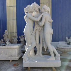 Escultura de figura esculpida em pedra, mármore branco, estátua de três damas, fornecedor de escultura em pedra fornecedor