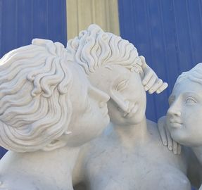 Escultura de figura esculpida em pedra, mármore branco, estátua de três damas, fornecedor de escultura em pedra fornecedor