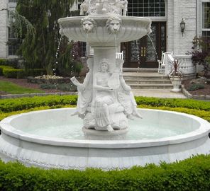 Fonte de estátua de escultura em pedra, escultura em mármore branco, fontes de água, fornecedor de escultura em pedra fornecedor