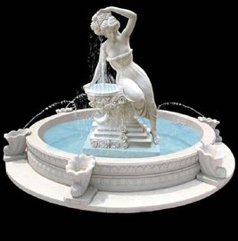 Jardim fonte de pedra escultura estátua fonte de água escultura de mármore branco, fornecedor de escultura de pedra fornecedor