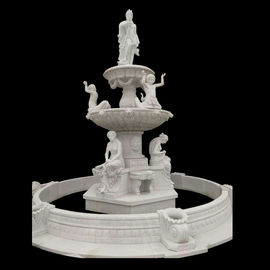 Jardim fonte de pedra escultura estátua fonte de água escultura de mármore branco, fornecedor de escultura de pedra fornecedor